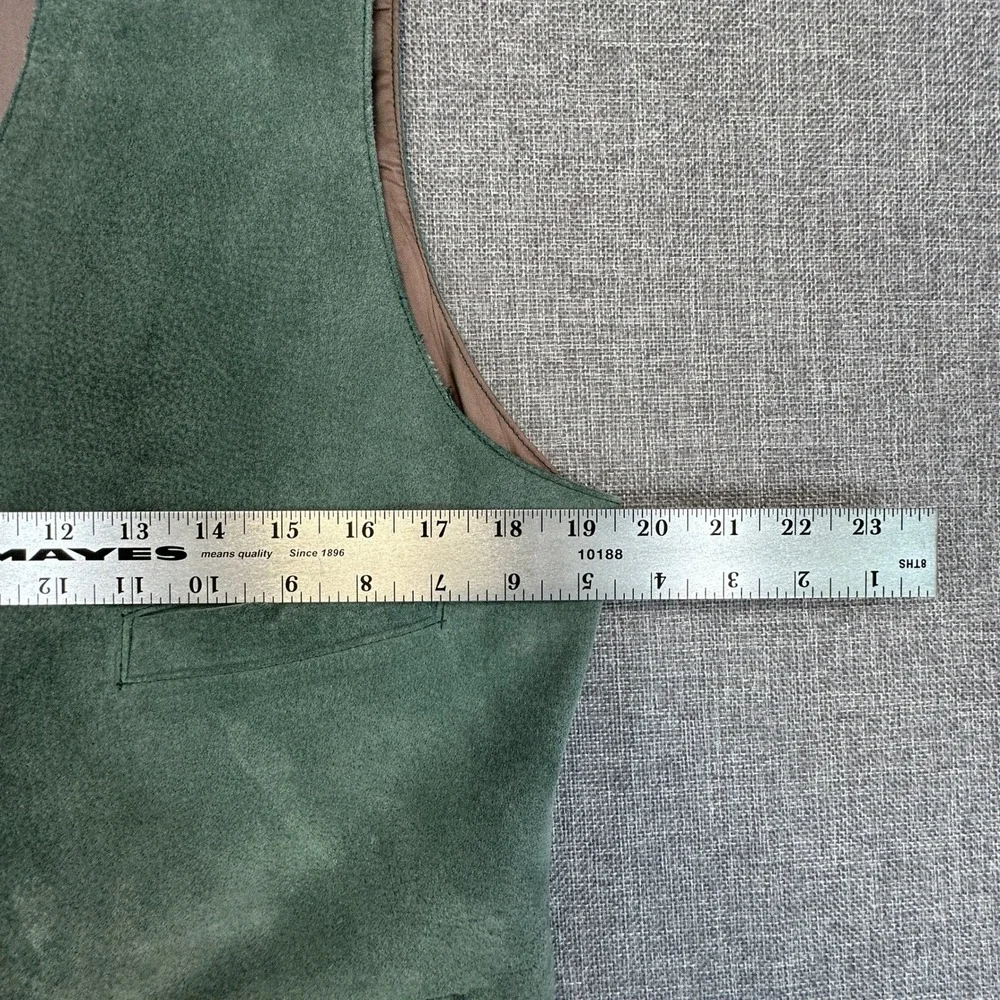 Vintage Looney Tunes Taz Vest Mens Medium Slim Fit Green Suede Leather 90s Biker